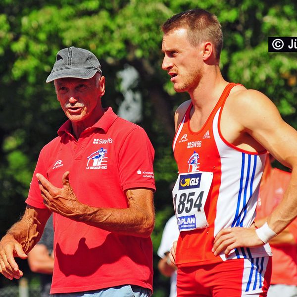 Felix Hepperle mit seinem Vater und Coach Roland Hepperle, früher selbst ein erfolgreicher 7.000 Punkte-Zehnkämpfer